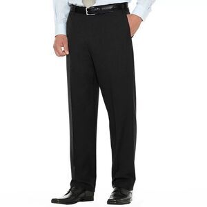 NEW Savane Mens Black Herringbone Dress Pants